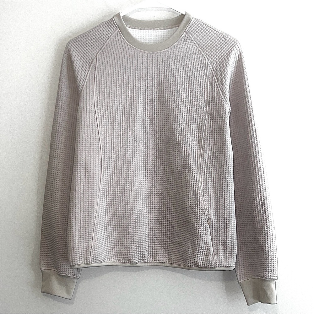 Lululemon Waffle Knit Crewneck Long Sleeve Shirt Mojave Tan/Bone